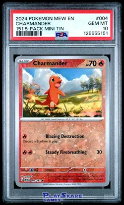 Pokemon Card PSA 10 Charmander 004/165 151 Costco Cosmos Promo Holo 2024 - Image 1