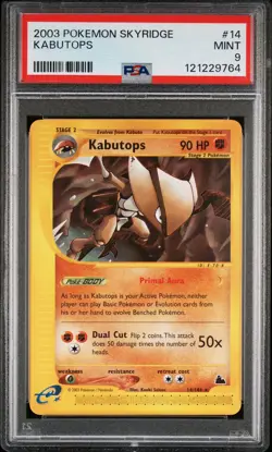 2003 POKEMON SKYRIDGE #14 KABUTOPS PSA 9 - Image 1