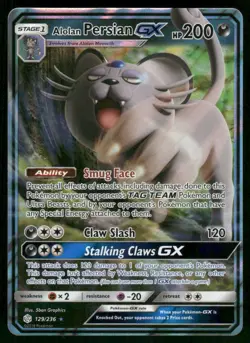 Alolan Persian GX 129/236 Ultra Rare Holo NM Pokemon SM - Cosmic Eclipse - Image 1