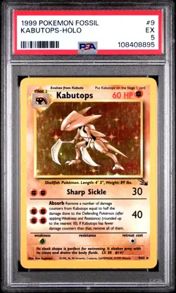 1999 POKEMON FOSSIL #9 KABUTOPS-HOLO PSA 5 - Image 1