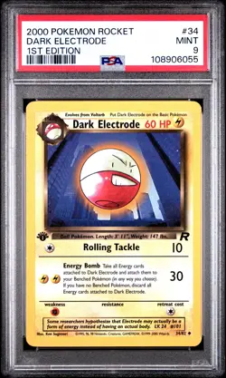 Dark Electrode 2000 Pokemon Rocket #34 1st Edition PSA 9 NEW SLAB - Image 1
