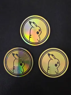 Unplayed Pokemon Pikachu Rainbow Holo Gold Coin - 2022 Pokemon GO TCG X3 - Image 1