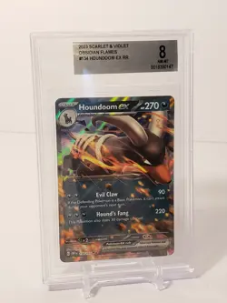 Graded Pokemon Card ENG Obsidian Flames Houndoom ex 134/197 RR BGS 8 - Image 2