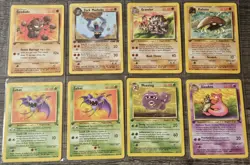 Vintage Pokemon Lot Of 8 1st Edition Cards Team Rocket Fossil Zubat Slowbro - Image 1