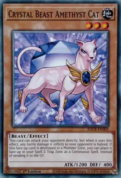 SDCB-EN002 CRYSTAL BEAST AMETHYST CAT COMMON 1ST EDITION YuGiOh CARD - Image 1