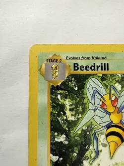 1st Edition Shadowless Beedrill 17/102 Base Set Pokemon Card Rare MP - Image 2