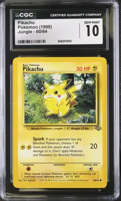 CGC 10 Pikachu 60/64 Jungle Pokemon Card - Image 1