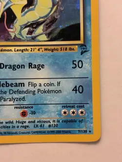 Pokemon TCG Gyarados Base Set 2 Holo Unlimited Rare Card 7/130 LP Condition - Image 4