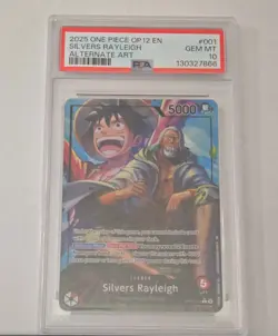 2025 Silvers Rayleigh OP12-001 English Alt Art Leader One Piece Card PSA 10 - Image 1