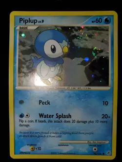 Piplup 93/130 Cosmos Holo Swirl Rare Pokemon TCG Diamond Pearl Base Set Tin Card - Image 3