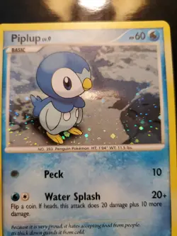 Piplup 93/130 Cosmos Holo Swirl Rare Pokemon TCG Diamond Pearl Base Set Tin Card - Image 5
