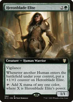Heronblade Elite Extended Art #64 | MIC Midnight Hunt Commander | MTG - Image 1