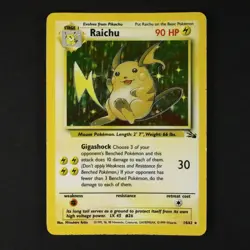 Raichu 14/62 Fossil Set Holo Rare Vintage Pokemon Card WOTC EX-LP - Image 1