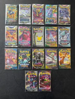 Pokemon Sword and Shield TCG Booster Pack Lot 17 packs SEALED AND SLEEVED - Image 1