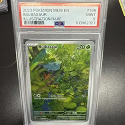 POKEMON 2023 MEW 151 BULBASAUR ILLUSTRATION RARE 166 PSA 9 - Image 1