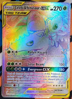 Celebi & Venusaur GX Pokemon 182/181 Rainbow Secret Rare Tag Team Holo NM/Mint - Image 1