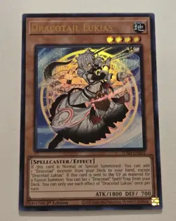 Dracotail Lukias JUSH-EN001 Ultra Rare Yugioh 1st Edition Justice Hunters Mint - Image 1