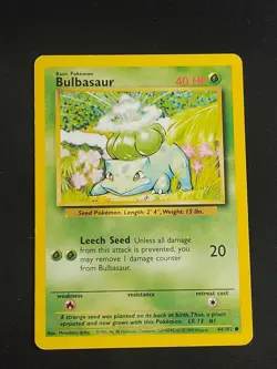 Bulbasaur 44/102 Pokemon TCG Base Set Card Lightly Played LP - Image 1