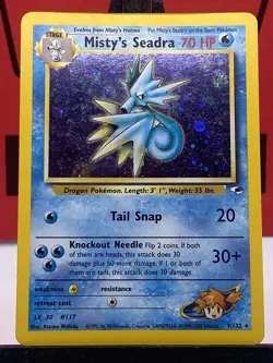 Misty's Seadra 9/132 & No.117 Gym Heroes Black Star Holo Swirl 2 Card Lot LP/MP - Image 4