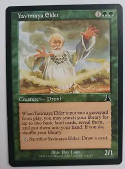 MTG Magic The Gathering Card Yavimaya Elder Creature Druid Green Urza's Destiny - Image 1
