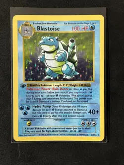 Pokemon TCG Blastoise 1st Edition Shadowless Card 2/102 Base Set - Image 1