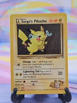 Pokemon TCG Gym Heroes Card | Lt. Surge's Pikachu 81/132 Common - Image 1