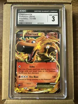 Pokemon TCG Charizard EX Holo Rare Card 11/106 XY Flashfire CGC 3 Very Good - Image 1