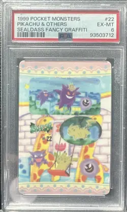 Pokemon PSA 6 Pikachu & Others #22 Sealdass Fancy Graffiti 1999 Japanese - Image 1