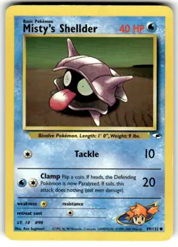 Misty's Shellder 89/132 Gym Heroes Unlimited Pokemon TCG LP - Image 1