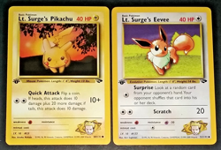 1ST EDITION POKEMON GYM CHALLENGE LOT - LT. SURGE'S EEVEE & LT. SURGE'S PIKACHU - Image 1