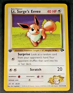 1ST EDITION POKEMON GYM CHALLENGE LOT - LT. SURGE'S EEVEE & LT. SURGE'S PIKACHU - Image 2