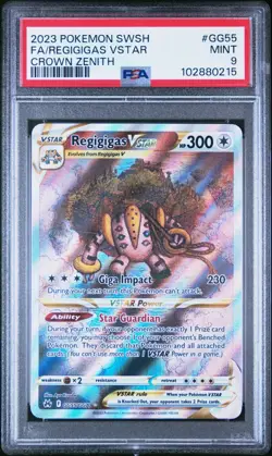 2023 POKEMON SWORD AND SHIELD CROWN ZENITH GG55 FULL ART REGIGIGAS VS PSA 9 MINT - Image 1