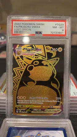 Pokemon Pikachu VMAX Lost Origin Trainer Gallery TG29/TG30 Holo PSA 8 - Image 1