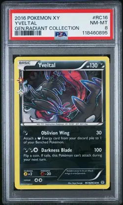 2016 Pokemon XY Generations Radiant Collection Yveltal #RC16 PSA 8 - Image 1