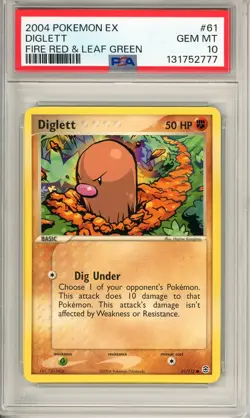2004 POKEMON EX #61 DIGLETT FIRE RED & LEAF GREEN (LUCKY 777 CERT) GEM MT PSA 10 - Image 1