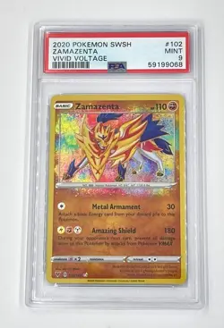 2020 Pokemon Zamazenta 102/185 Vivid Voltage Amazing Rare PSA 9 MINT - Image 1