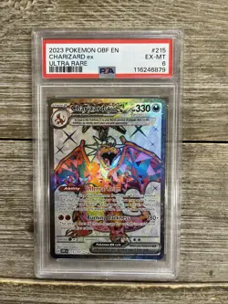 Graded PSA 6 2023 Pokemon OBF EN Charizard Ex Ultra Rare #215 - Image 1
