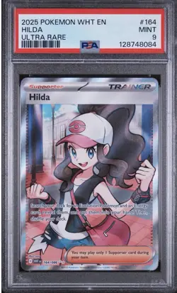 2025 Pokemon HILDA 164/86 WHITE FLARE EN ULTRA RARE MINT PSA 9 - Image 1