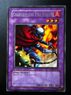 Charubin the Fire Knight LOB-E011 Rare 1st Edition Light Play+ Yugioh - Image 1