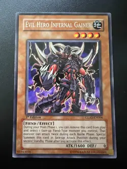 Evil Hero Infernal Gainer GLAS-EN004 Rare 1st Edition Light Play+ Yugioh - Image 1