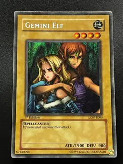 Gemini Elf LON-E000 Secret Rare 1st Edition Heavy Play Yugioh - Image 1