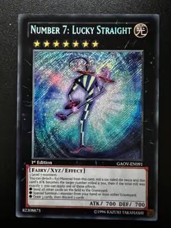 Number 7: Lucky Straight GAOV-EN091 Secret Rare 1st Edition Near Mint Yugioh - Image 1