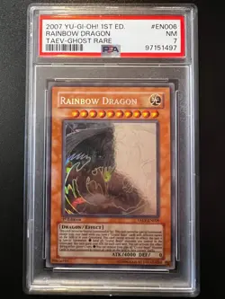 Rainbow Dragon TAEV-EN006 Ghost Rare 1st Edition EURO PSA 7 Near Mint Yugioh - Image 1
