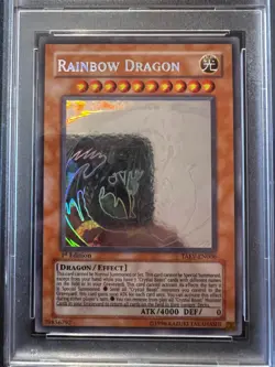 Rainbow Dragon TAEV-EN006 Ghost Rare 1st Edition EURO PSA 7 Near Mint Yugioh - Image 2