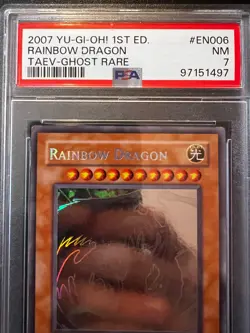 Rainbow Dragon TAEV-EN006 Ghost Rare 1st Edition EURO PSA 7 Near Mint Yugioh - Image 3