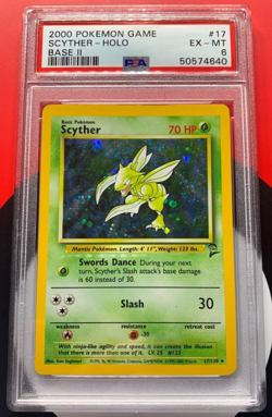 Scyther 017/130 Base Set 2 Holo 2000 Pokemon Card PSA 6 EX-MT - Image 1
