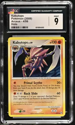 Pokemon Card CGC 9 Mint Kabutops Platinum Arceus 2009 Holo 4/99 - Image 1
