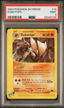PSA 9 MINT Kabutops 14 Rare 2003 Skyridge WOTC Pokemon Card - Image 1