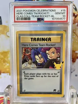 2021 POKEMON CELEBRATIONS CLASSIC COLL #15 HERE COMES TEAM ROCKET!-HOLO PSA 10 - Image 1