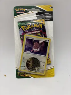 Pokemon TCG Evolving Skies Blister Pack Eevee Promo & Coin NEW - Image 1